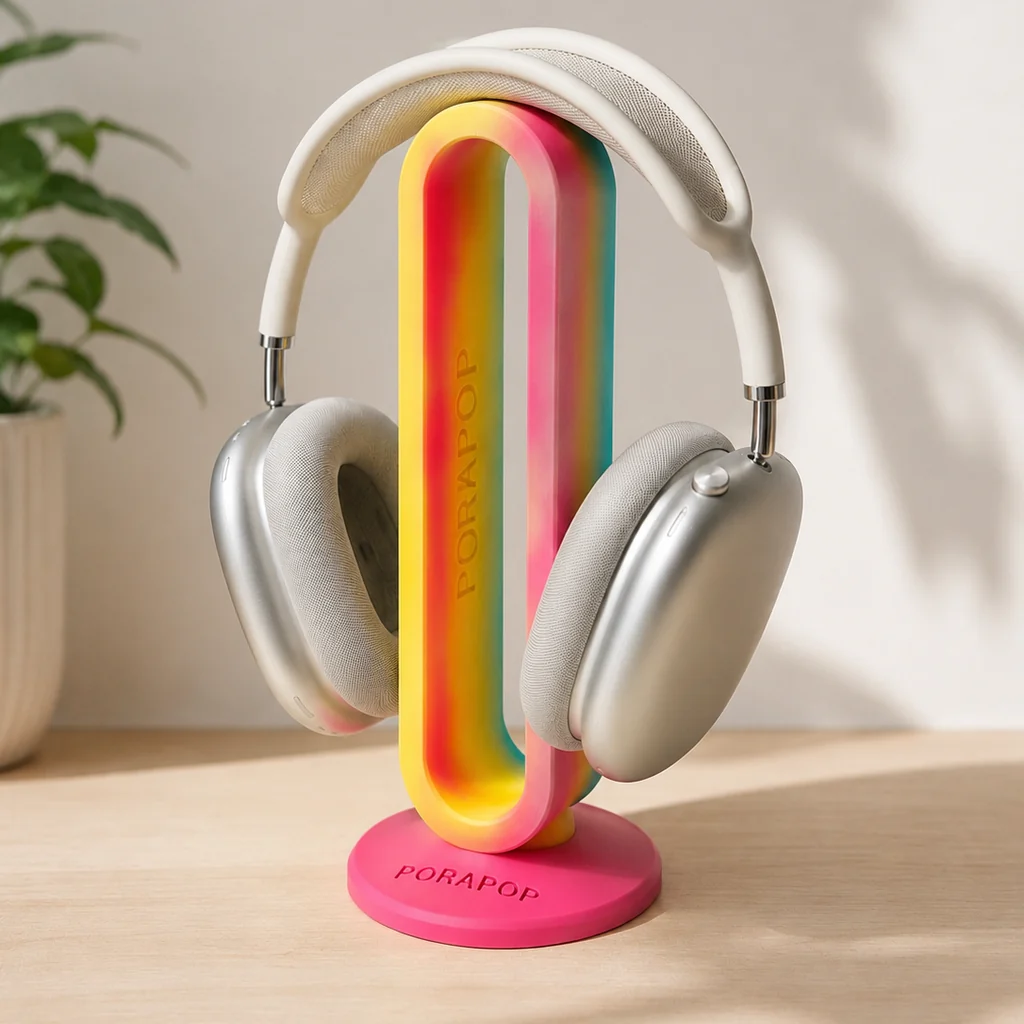 A personalised desk headset holder