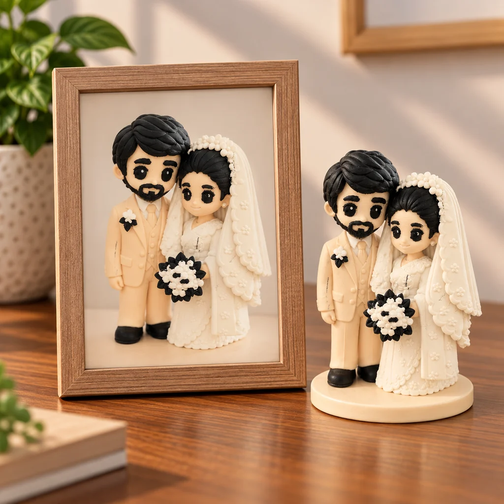 A personalised couple figure made from your photos
