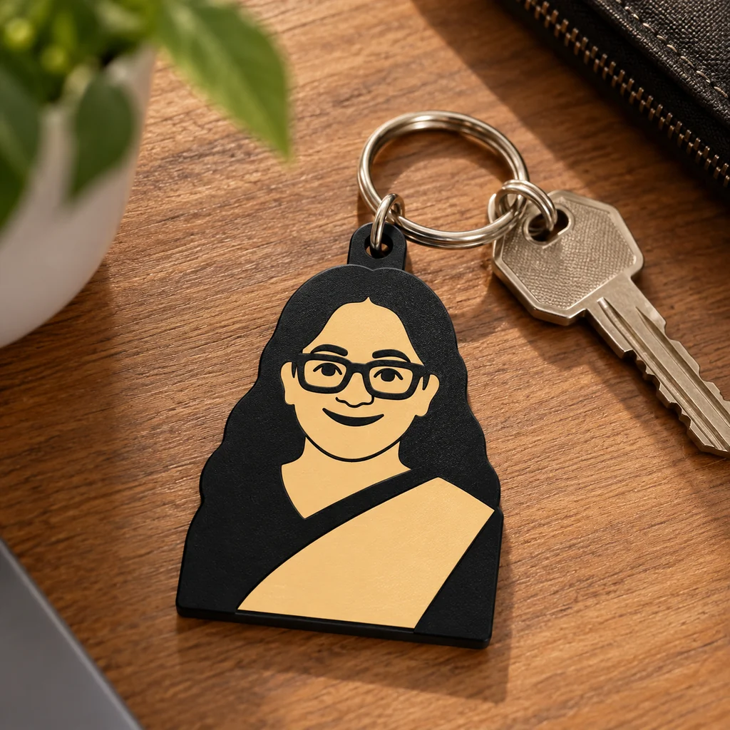 A favourite photo turned into a personalised keytag